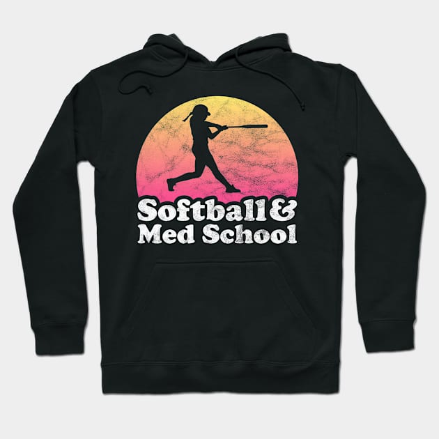 Softball and Med School Gift for Softball Players Fans and Coaches Hoodie by JKFDesigns